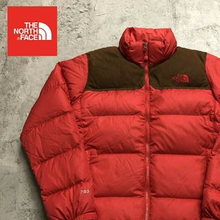 ザノースフェイス(THE NORTH FACE)のザノースフェイス　ダウンジャケット　レッド　レディースM　700フィル　ヌプシ(ダウンジャケット)