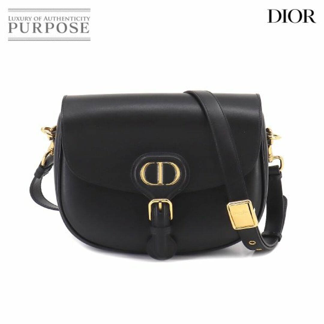 未使用 展示品 クリスチャン ディオール Christian Dior ボビー ミディアム ショルダー バッグ レザー ブラック ゴールド 金具 VLP 90212270