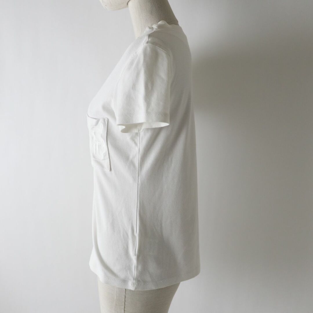 良品◎正規品 フランス製 HERMES エルメス レディース コットン100％ 刺繍入りポケット付き 半袖 Tシャツ／カットソー ホワイト 白 36