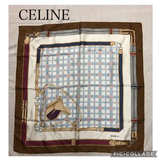 セリーヌ(celine)のCELINE セリーヌ　ベルト柄　大判　シルクスカーフ　品質タグ有り(バンダナ/スカーフ)