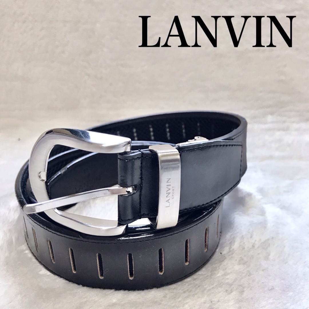 LANVIN - LANVIN ランバン レザー ベルト バックル 黒 ビジネス 仕事