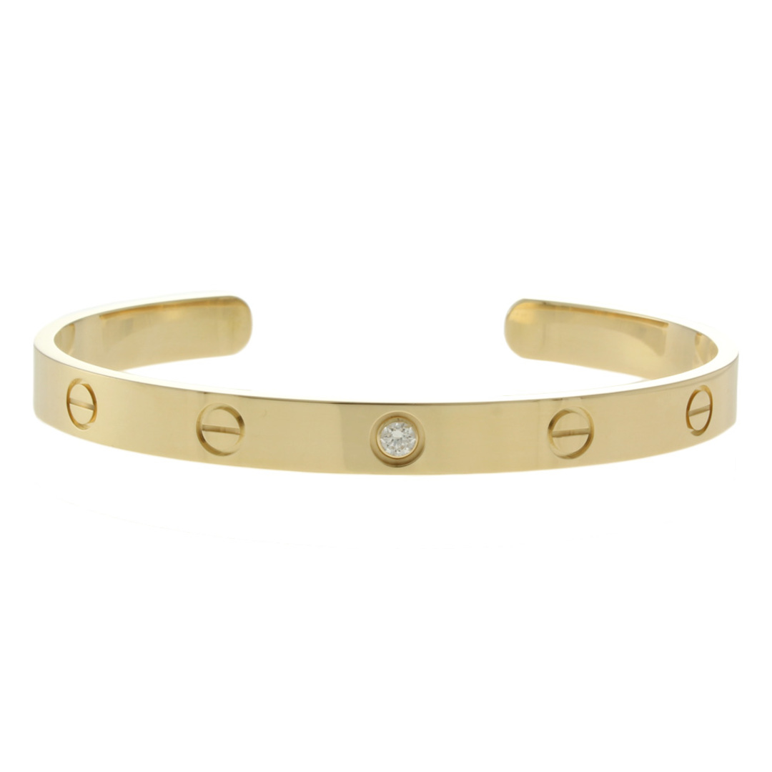 カルティエ CARTIER ラブ オープン バングル 18金 K18イエローゴールド ダイヤモンド レディース オシャレ カルティエブレスレット 太め 太い ジュエリー 腕輪 バングルレディース ブランド 一粒ダイヤ シンプル k18ブレスレット 品