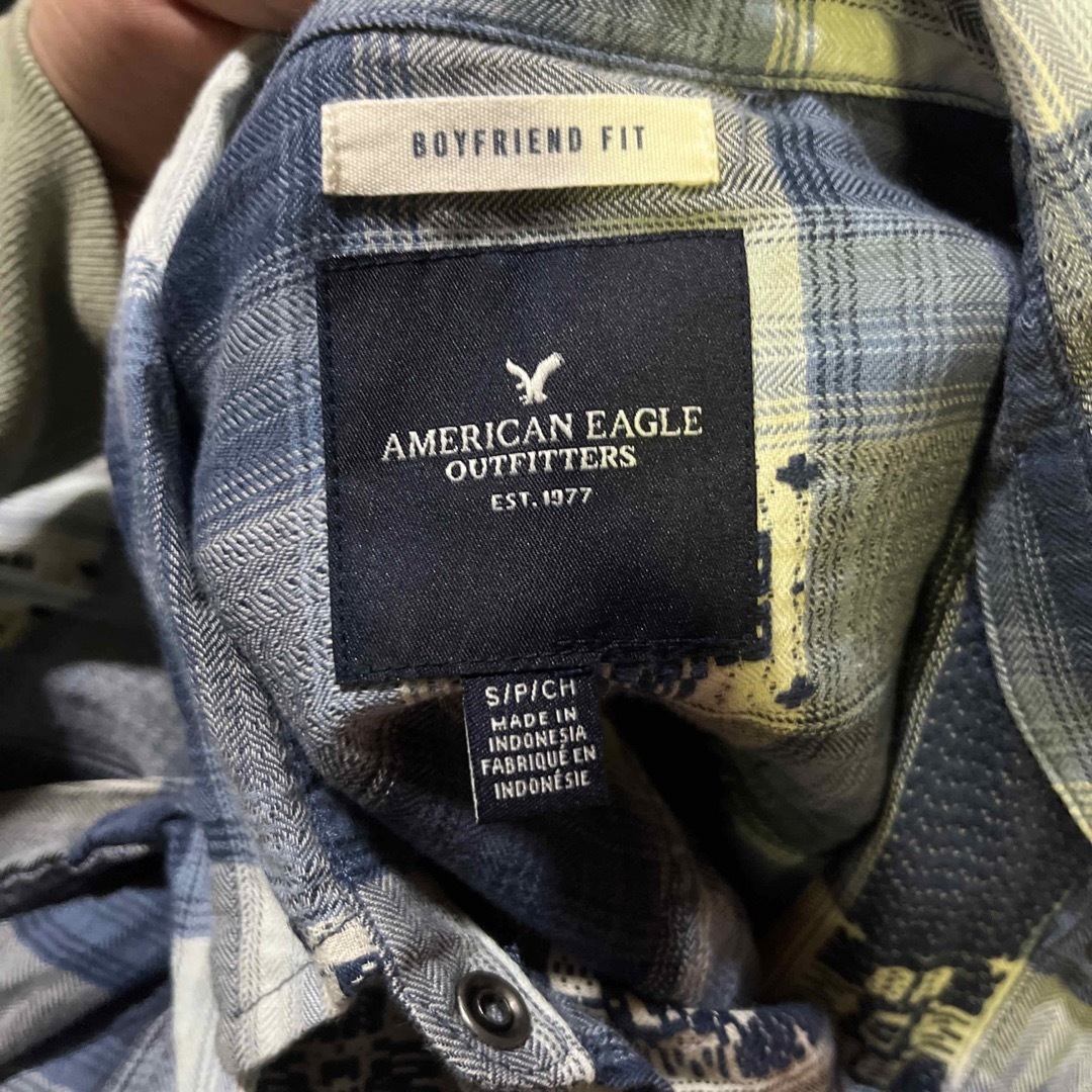 American Eagle(アメリカンイーグル)のbaiya レディース　青　チェックシャツ ネルシャツ アメリカンイーグル レディースのトップス(シャツ/ブラウス(長袖/七分))の商品写真