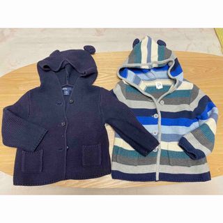 ベビーギャップ(babyGAP)の【美品】アウター　ニット　くま耳付フード(ジャケット/コート)