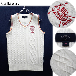 キャロウェイゴルフ(Callaway Golf)のCallaway GOLF エンブレム ロゴ刺繍 ケーブルニットベスト Mサイズ(ウエア)