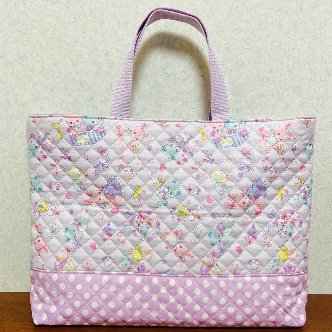 ハンドメイド レッスンバッグ 絵本カバン バニラポップ モフモフうさぎ