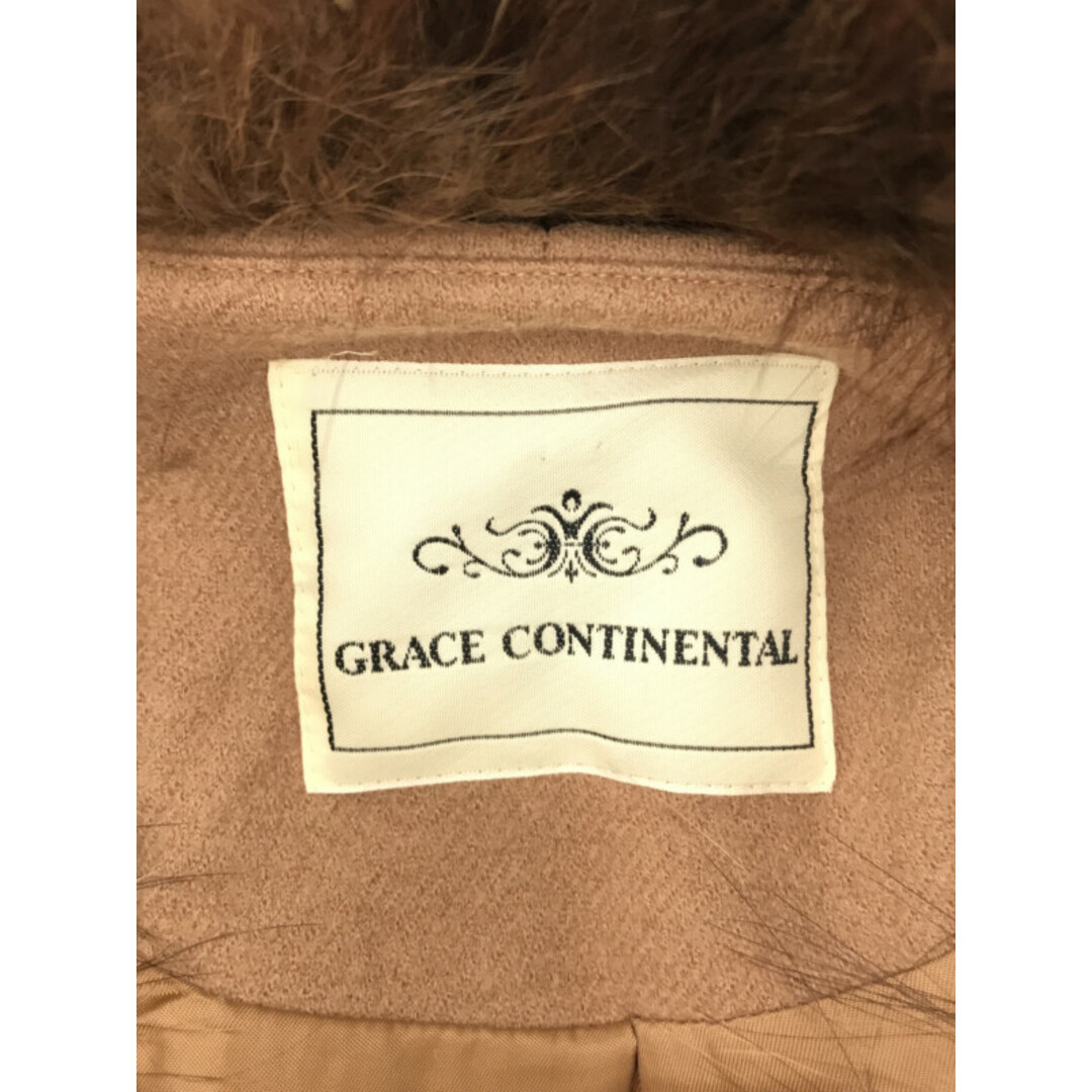 GRACE CONTINENTAL(グレースコンチネンタル)のGRACE CONTINENTAL グレースコンチネンタル ラクーンファー付き カルゼジャージポンチョコート ブラウン 36 レディースのジャケット/アウター(ポンチョ)の商品写真