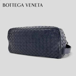 Bottega Veneta ボッテガヴェネタ イントレチャート レザー クラッチバッグ セカンドバッグ - ネイビー gy