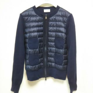 【美品】MONCLER カーディガン ナイロン ウール切り替え M ネイビー