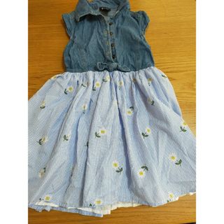 ザラキッズ(ZARA KIDS)のワンピース　花柄　デニム　110(スカート)