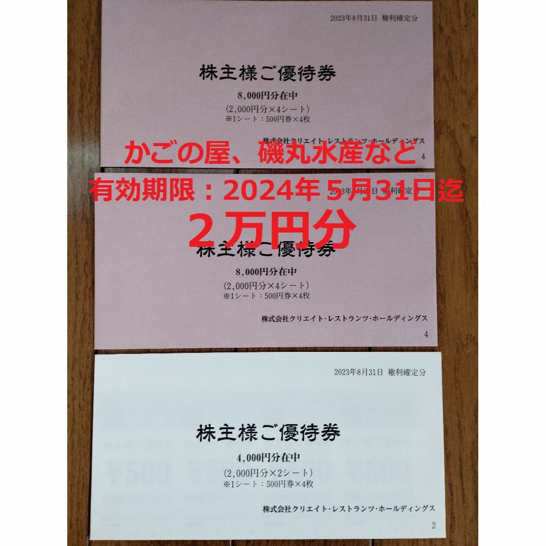 日本最大のブランド 2万円分 クリエイトレストラン 株主優待