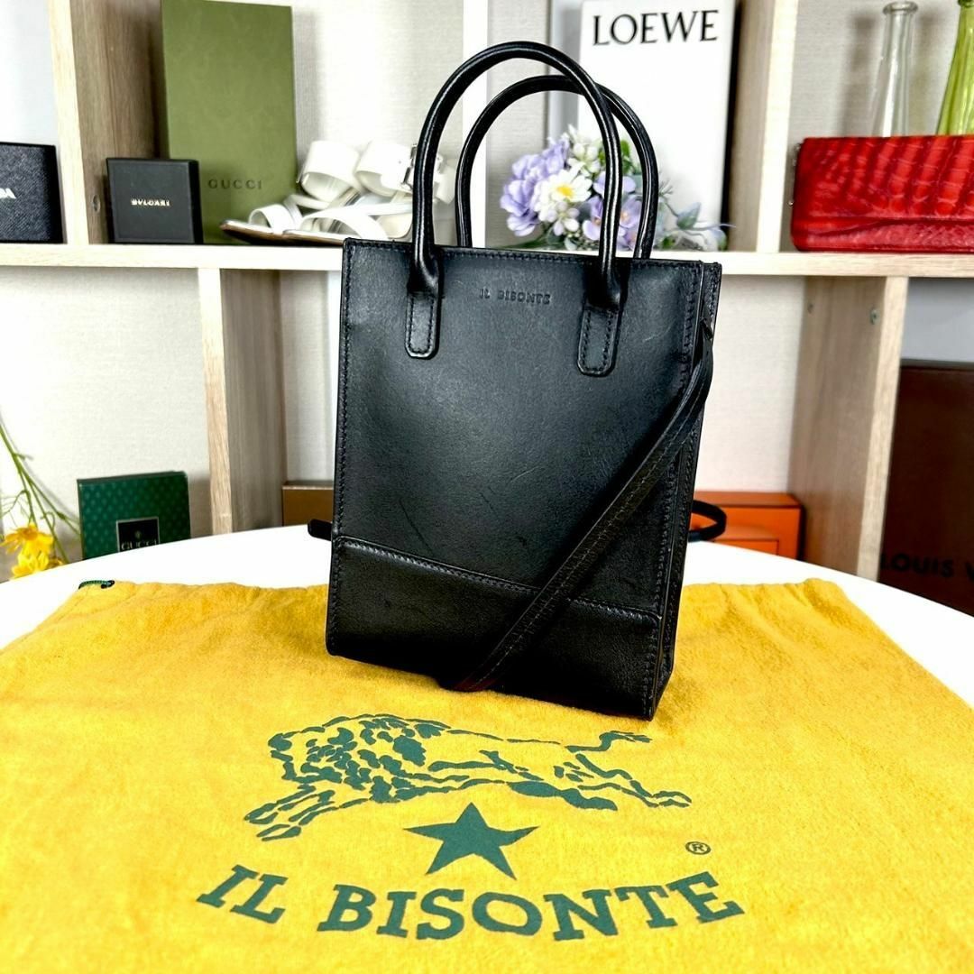 IL BISONTE - 超美品 IL BISONTE ミニトートバッグ レザー ブラックの ...