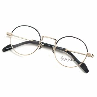 ヨウジヤマモト(Yohji Yamamoto)の未使用品◆Yohji Yamamoto ヨウジヤマモト 19-0028 ラウンド型 フルリム メタル メガネ/アイウェア 黒×シルバー系 45□23-140 日本製(サングラス/メガネ)