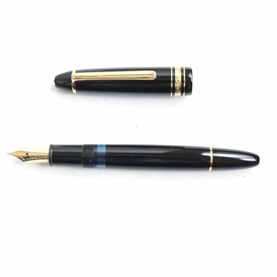 美品◆MONTBLANC モンブラン マイスターシュテュック No146 ホワイトスター ペン先14K EFニブ 万年筆 ブラック×ゴールド ドイツ製約14cm幅