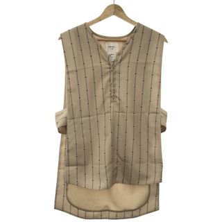 アメリヴィンテージ(Ameri VINTAGE)のAmeri アメリ LOGO STRIPE VEST ロゴストライプジレベスト ベージュ F(ベスト/ジレ)