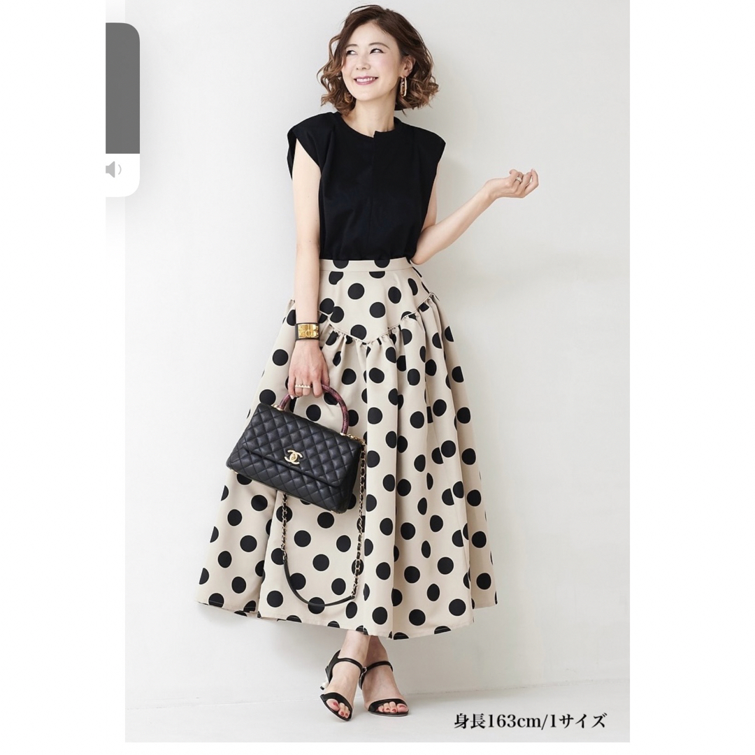 OBLI(オブリ)のOBLI オブリ グログランベージュドットスカート 2サイズ レディースのスカート(ロングスカート)の商品写真