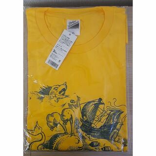 古地図Tシャツ XLサイズ イエロー 冒険心/海の魔物(Tシャツ/カットソー(半袖/袖なし))