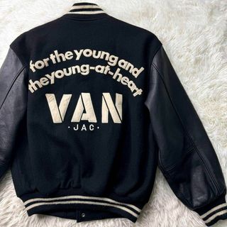 激レア・極美品】VAN JACKET スタジャン 黒×黒 袖レザー LLサイズ-