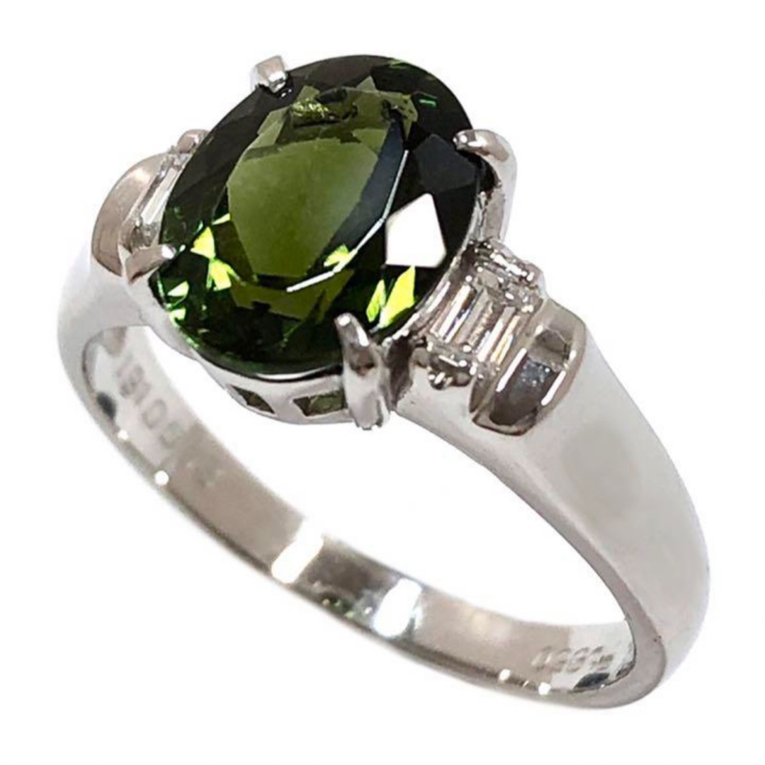 Pt850 グリーントルマリン 1.91ct ダイヤモンド ダイヤ リング 指輪 レディースのアクセサリー(リング(指輪))の商品写真