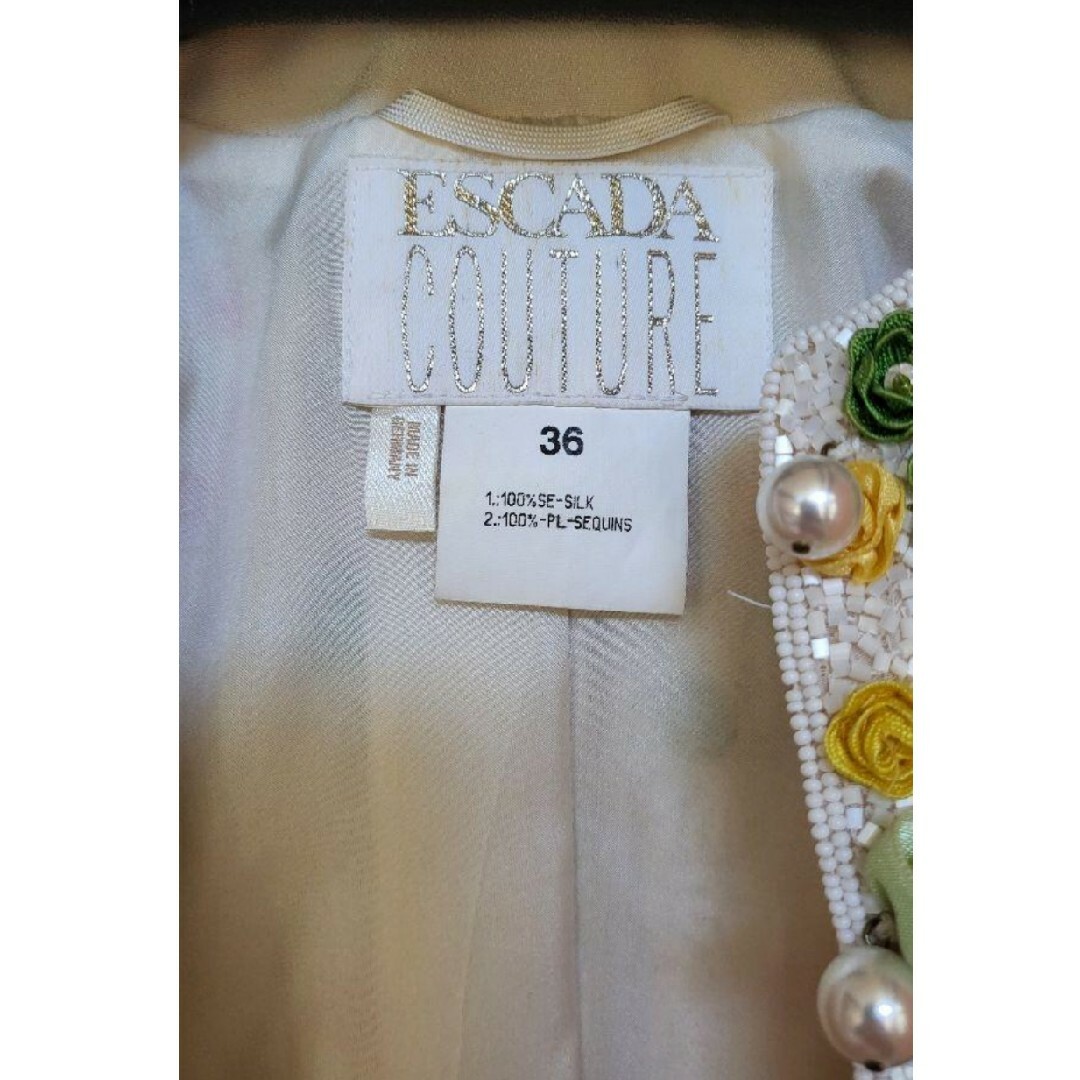 ESCADA(エスカーダ)の『エスカーダクチュール』ヴィンテージ　スパンコールビーズ　フラワー刺繍ジャケット レディースのジャケット/アウター(ノーカラージャケット)の商品写真