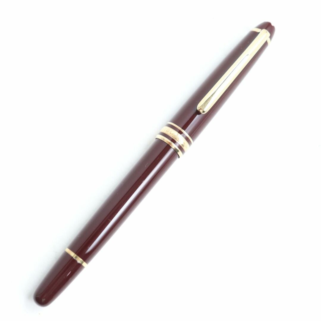 美品◆MONTBLANC モンブラン マイスターシュテュック ＃144 ホワイトスター ペン先14K Fニブ 万年筆 ボルドー×ゴールド ドイツ製約135cmグリップ幅