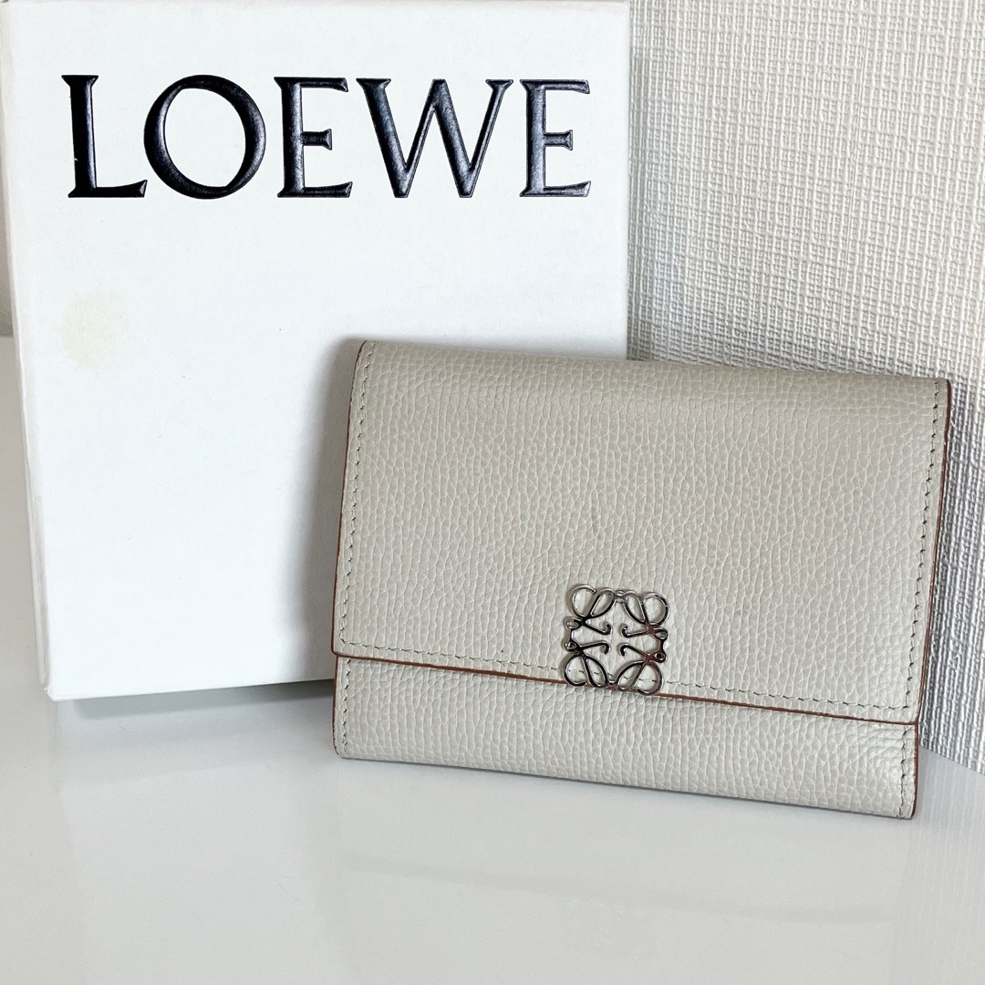 LOEWE ロエベ バーティカルウォレット 折財布 オフホワイト ブラウン