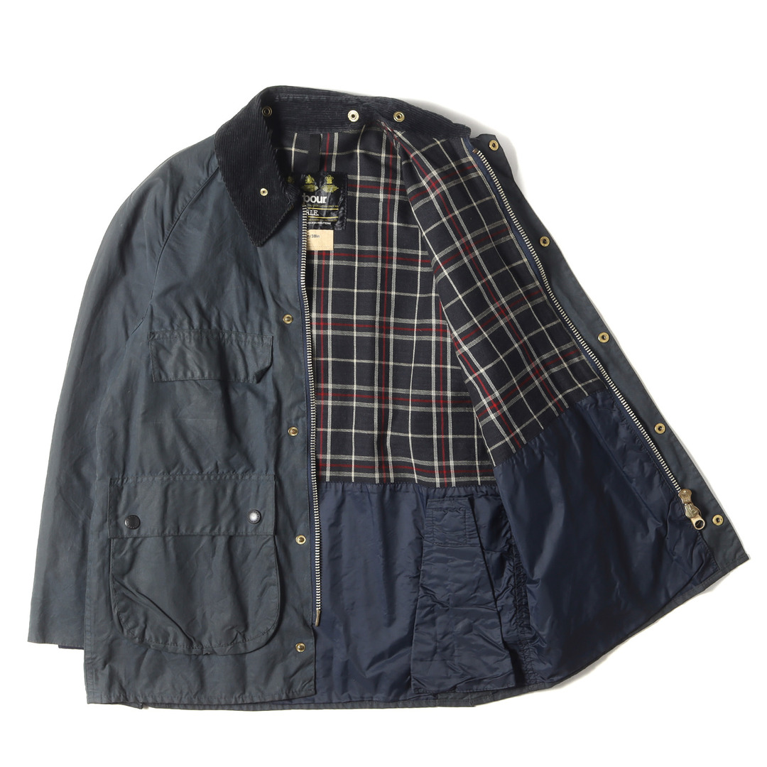 BARBOUR バブアー ジャケット サイズ:38インチ(97cm) 80s 3ワラント オイルドコットン ビデイル ジャケット BEDALE ネイビー 紺 イングランド製 アウター ブルゾン コート 80年代 ヴィンテージ 【メンズ】