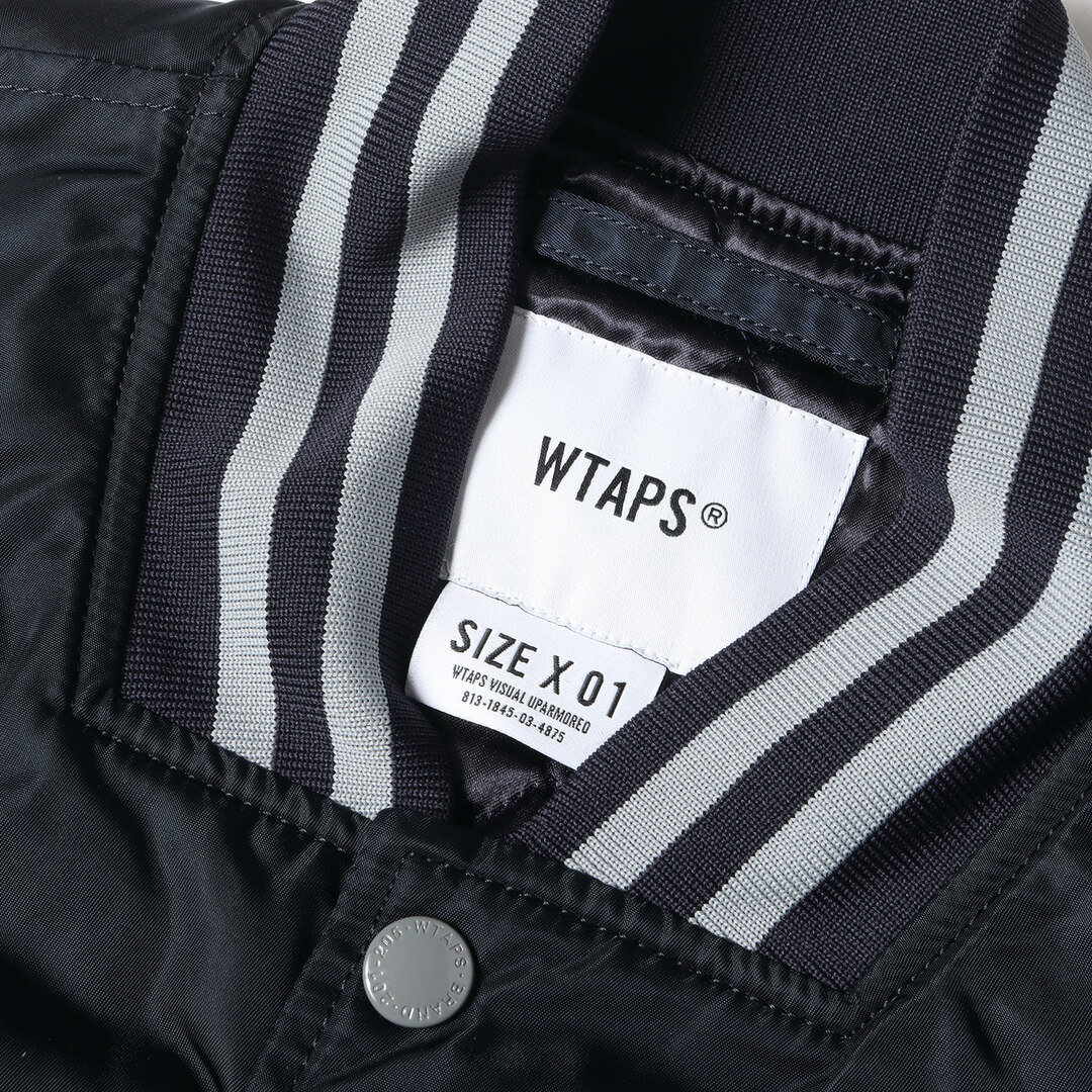 W)taps(ダブルタップス)のWTAPS ダブルタップス ジャケット サイズ:S 18SS ワッペン付き ナイロン サテン スタジャン BENCH ネイビー 紺 アウター ブルゾン 【メンズ】【中古】 メンズのジャケット/アウター(スタジャン)の商品写真