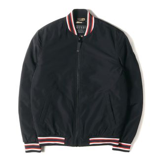 ゲス(GUESS)のGUESS ゲス ジャケット サイズ:S 19SS 裏地カモフラージュ柄 ボンバー ジャケット ブラック 黒 アウター ブルゾン コート【メンズ】【中古】(ミリタリージャケット)