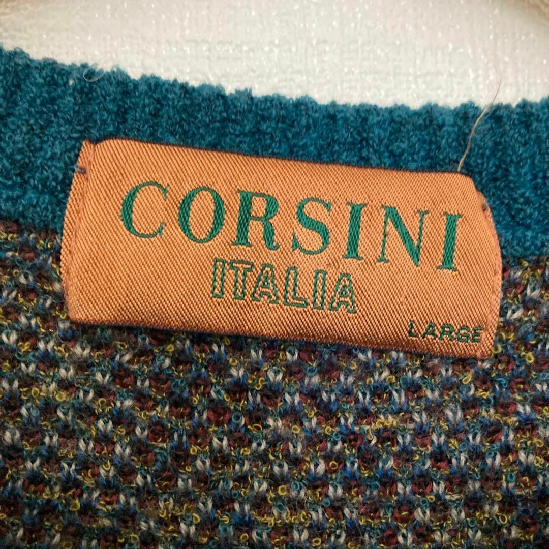 CORSINI ITALIA　レトロ　総柄ニット　ウールセーター　90s