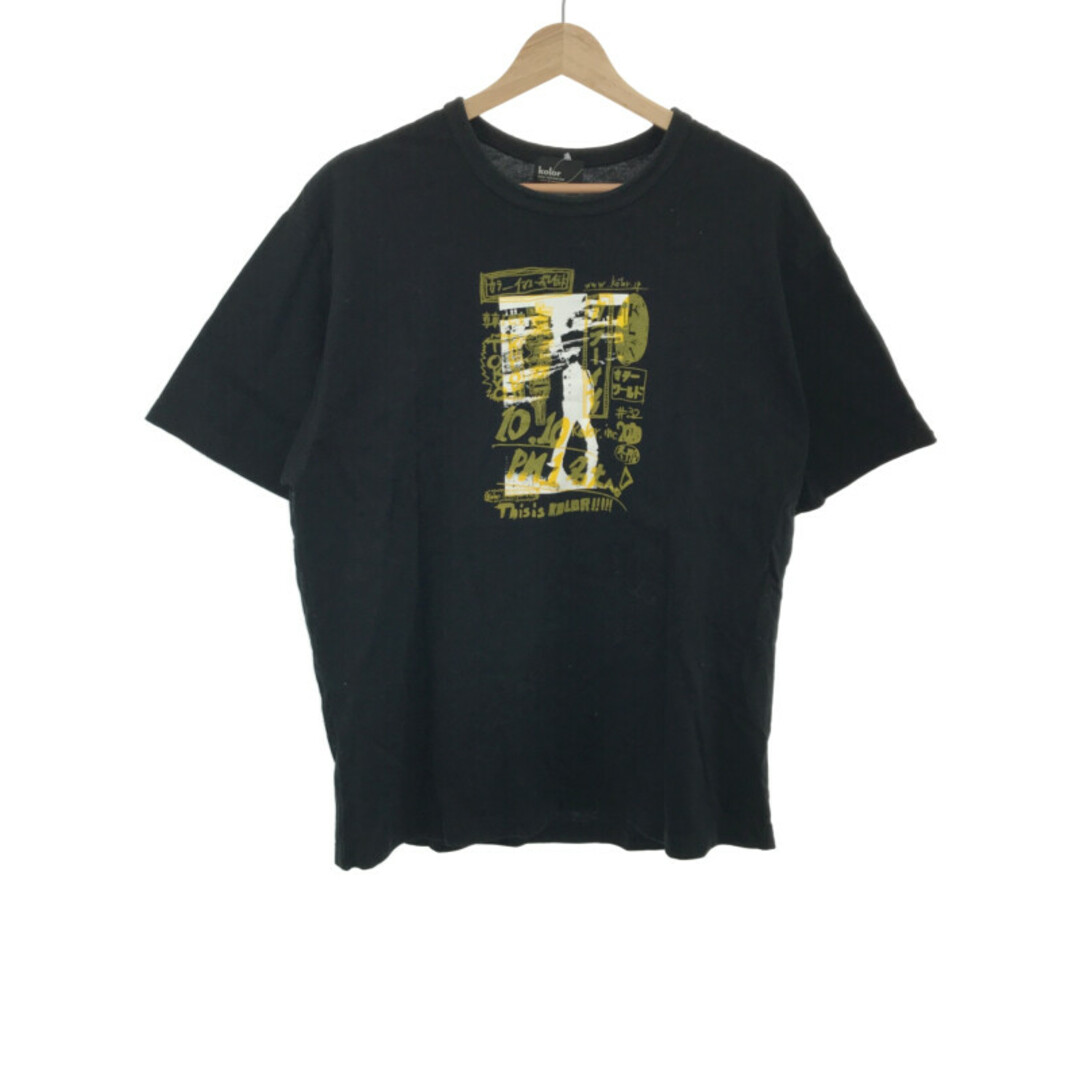 kolor(カラー)のkolor カラー 20AW 度詰め天竺プリントTシャツ ブラック 2 メンズのトップス(Tシャツ/カットソー(半袖/袖なし))の商品写真