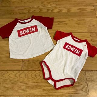 エドウィン(EDWIN)のEDWIN エドウィン　兄弟　オソロ　Tシャツ　ロンパース　半袖　足無し　セット(ロンパース)