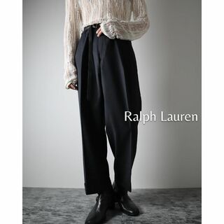 ラルフローレン(Ralph Lauren)の【ラルフローレン】チェック柄 ウール ワイド 2タックスラックス W35 グレー(スラックス)