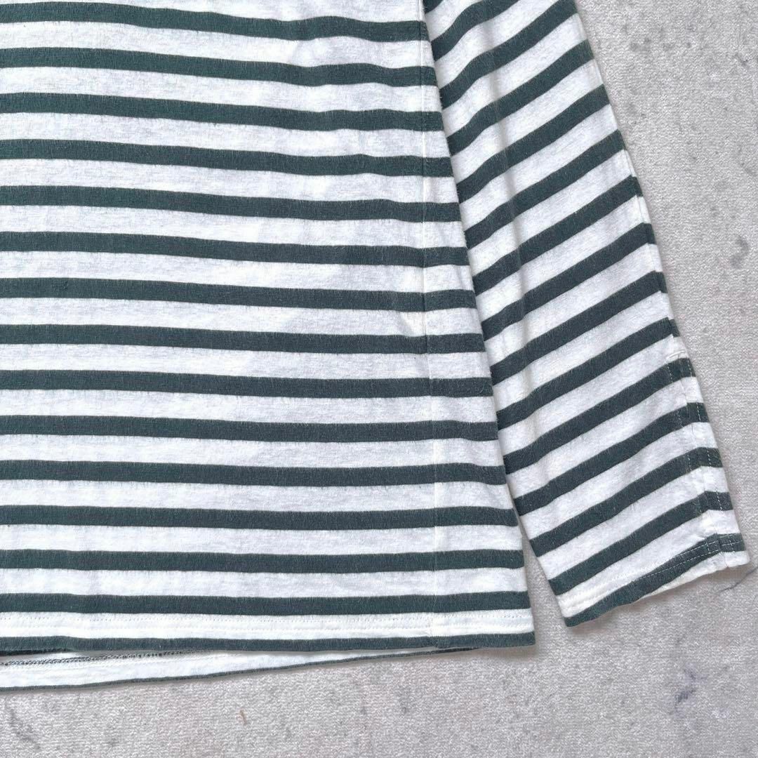 UNUSED(アンユーズド)の【UNUSED】ボーダー 長袖 Tシャツ バスクシャツ 白緑 アンユーズド メンズのトップス(Tシャツ/カットソー(七分/長袖))の商品写真