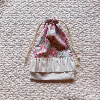 【handmade】巾着袋SS フリル　リバティ(通園バッグ)