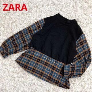 ザラ(ZARA)のZARA チュニック 授乳服 異素材 チェック秋冬(チュニック)