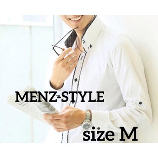 MENZ-STYLE - メンズスタイル　２枚襟デザイン美シルエット形態安定シャツ　M 長袖ワイシャツ