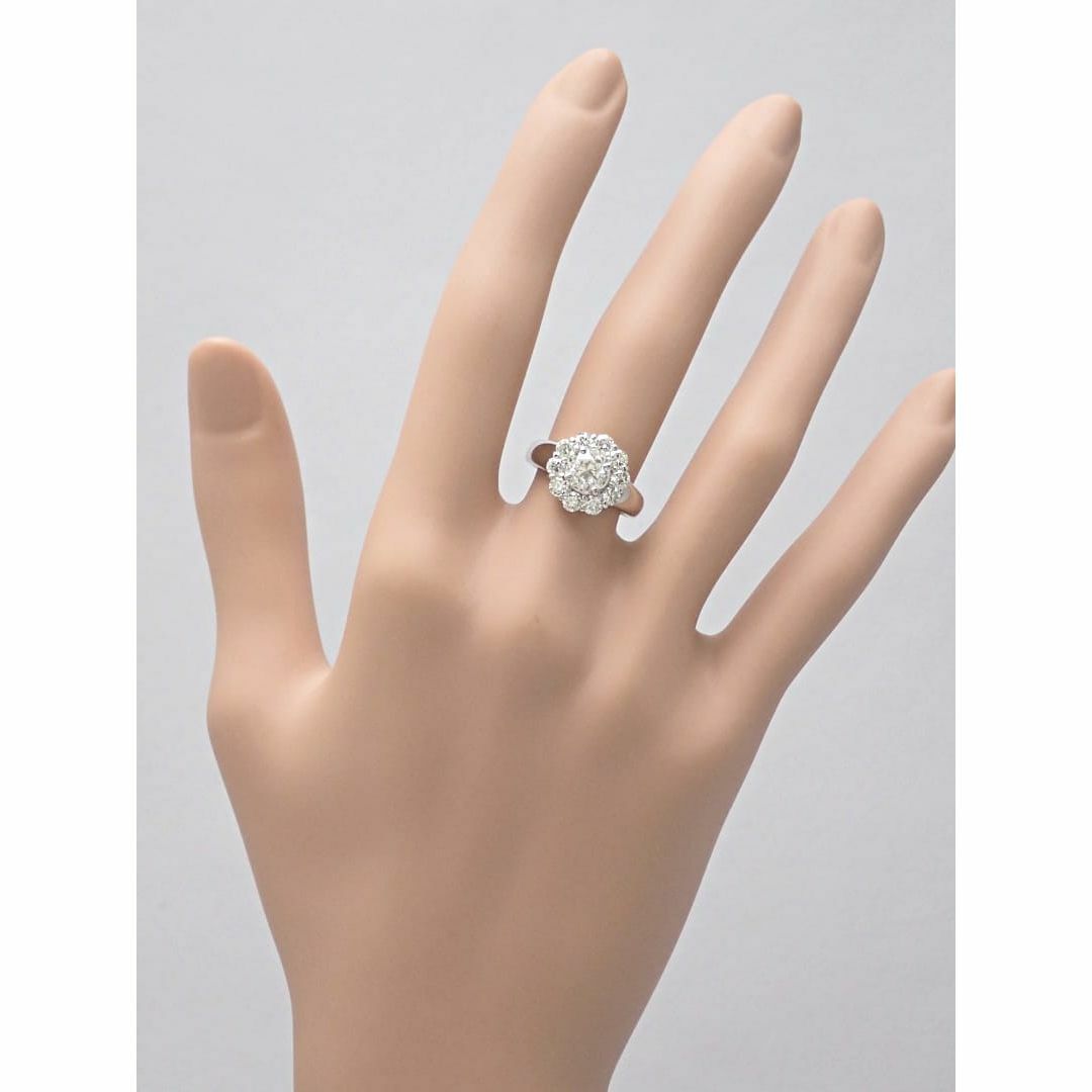 Pt900 プラチナ ダイヤ リング フラワー 1.007ct+0.93ct 9号 7.8g G ...