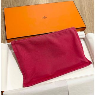 エルメス(Hermes)のHERMES  エルメス　ヨッティング フラットポーチ　ピンク　 GM  (ポーチ)