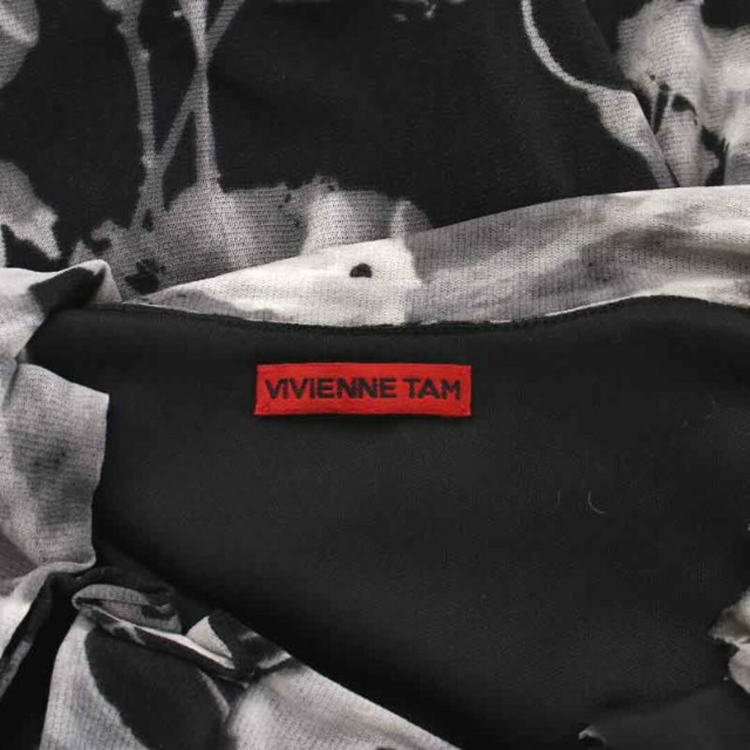 VIVIENNE TAM(ヴィヴィアンタム)のヴィヴィアンタム ワンピース ひざ丈 タイト 長袖 シアー 0 S グレー 黒 レディースのワンピース(ひざ丈ワンピース)の商品写真