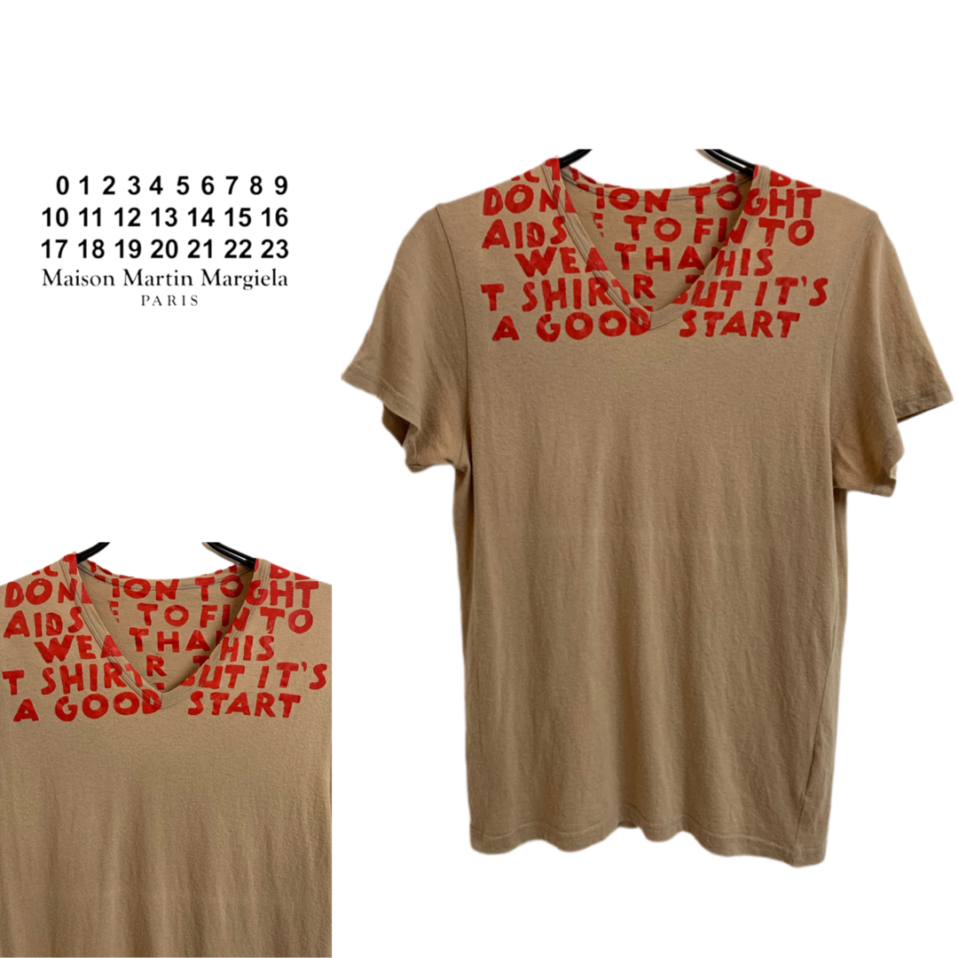 MARTIN MARGIELA 2008AW エイズTシャツ ベージュ × 赤