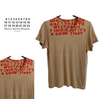 マルタンマルジェラ(Maison Martin Margiela)のMARTIN MARGIELA 2008AW エイズTシャツ ベージュ × 赤(Tシャツ/カットソー(半袖/袖なし))