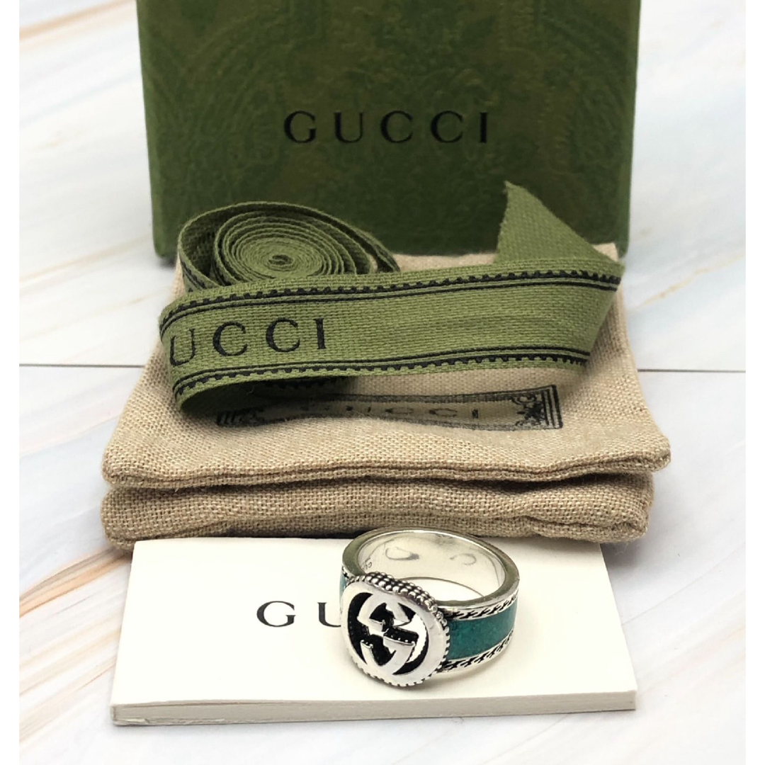 GUCCI - GUCCI グッチ インターロッキングG リング ターコイズ GUCCI - GUCCI グッチ インターロッキングG リング ターコイズ