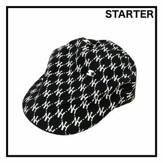 スターター(STARTER)の【STARTER】　ハンチング　キャップ　帽子　ロゴ入り　ブラック　モノグラム(ハンチング/ベレー帽)