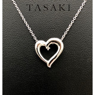 タサキ(TASAKI)のTASAKI タサキ　ダイヤ オープンハート ネックレス シルバー 0.01ct(ネックレス)