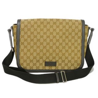 グッチ(Gucci)のGUCCIGG グッチ GGキャンバス メッセンジャーバッグ ベージュ ブラウン クロスボディ  ロゴ エンボス ショルダーバッグ 449171 KY9KN 9886(ショルダーバッグ)