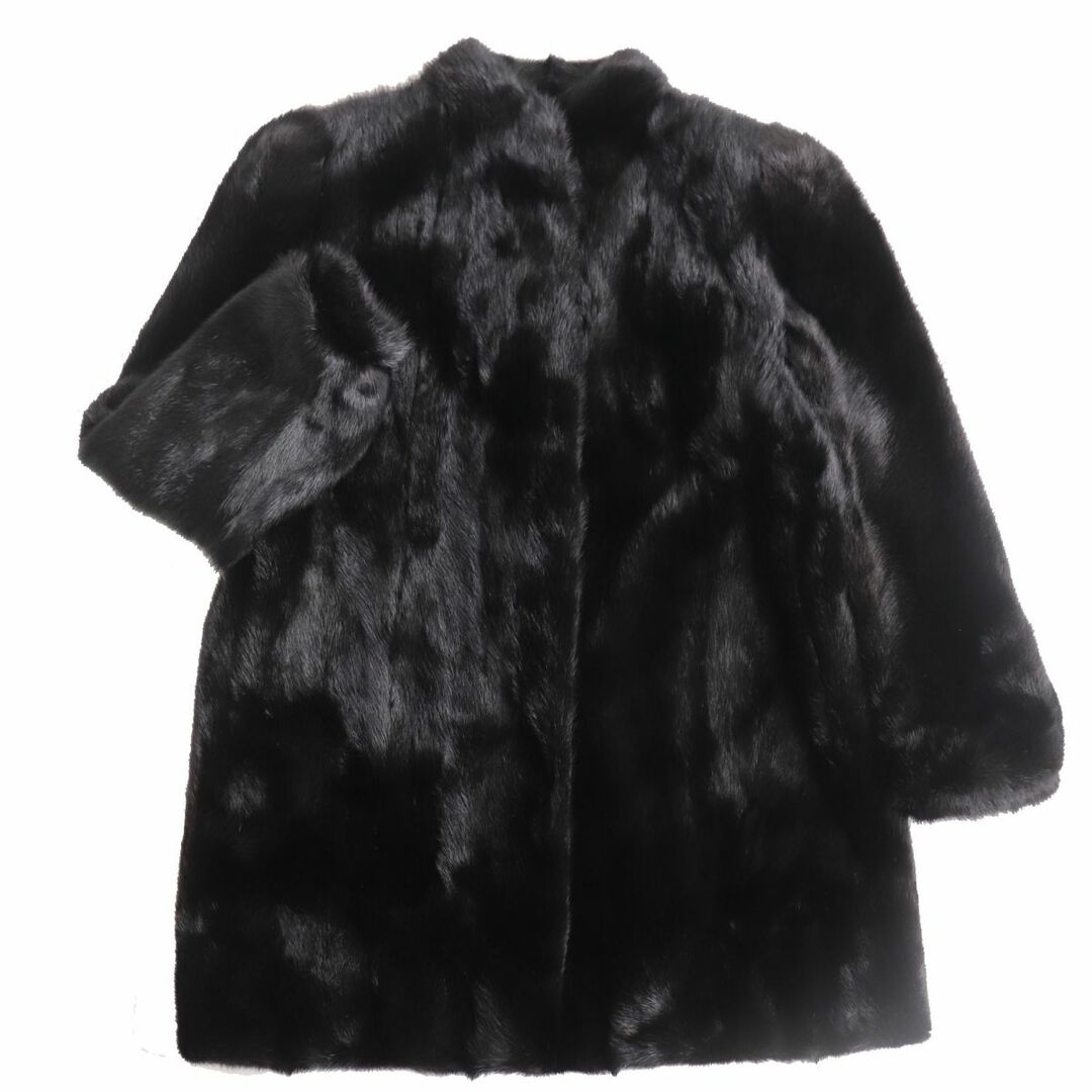 約78cm肩幅極美品★SAGA MINK　サガミンク　本毛皮コート　ブラック　11　毛質艶やか・柔らか◎