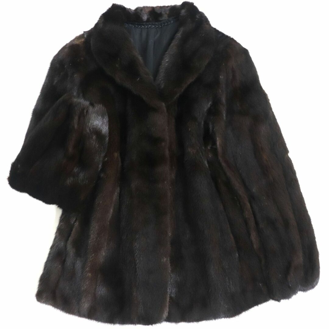 極美品▼OS FUR　MINK　ミンク　裏地ロゴ柄　本毛皮コート　ダークブラウン　毛質艶やか・柔らか◎約69cm肩幅