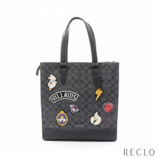 コーチ(COACH)のCOACH × DISNEY ディズニーヴィランズ シグネチャー ハンドバッグ トートバッグ PVC レザー ダークグレー ブラック マルチカラー(トートバッグ)