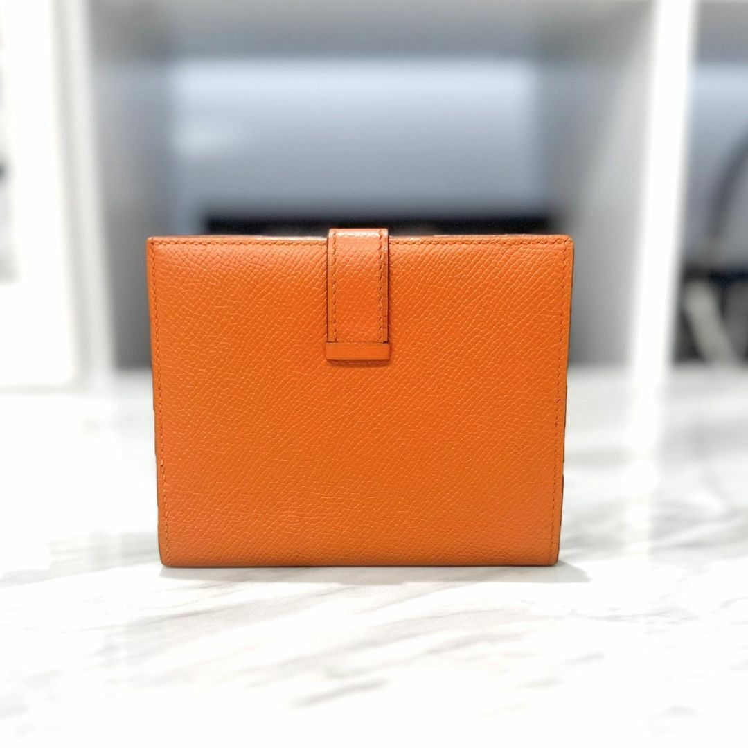 Hermes - 美品☆ エルメス ベアン コンパクト エプソン オレンジ □J